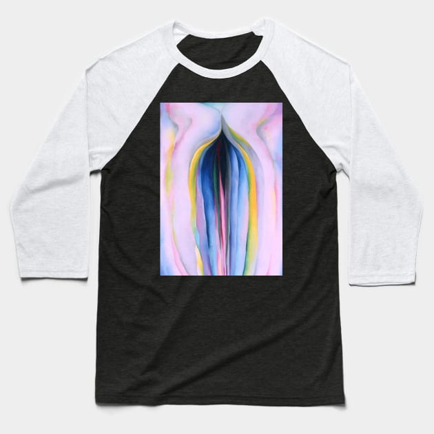 High Resolution Grey Lines With Black Blue and Yellow by Georgia O'Keeffe Baseball T-Shirt by tiokvadrat